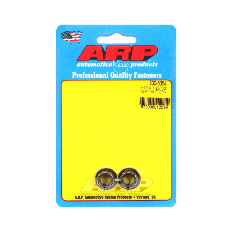 Embalagem de porcas ARP (2) M10 x 1,25 - Preto Oxyde 12 ptsArray