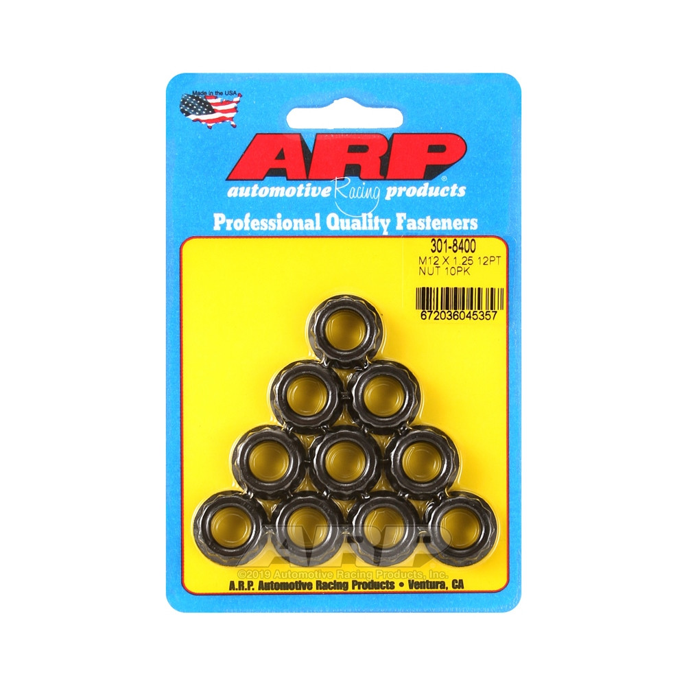 Pacote de porcas ARP (10) M12 x 1,25 - Hexadecimal oxidado pretoArray