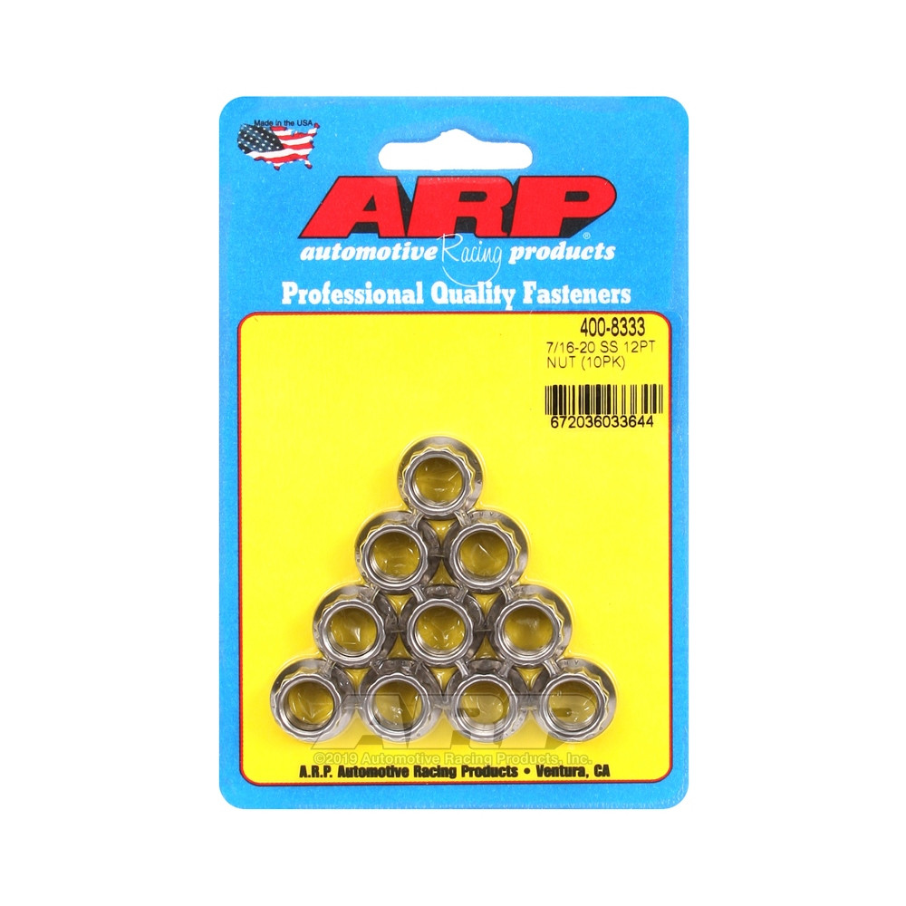 Porcas de embalagem ARP (10) 9/16-18 - Aço inoxidável 12 ptsArray