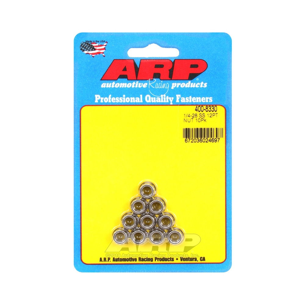 Conjunto de porcas ARP (10) 1/4-28 - Aço inoxidável 12 ptsArray