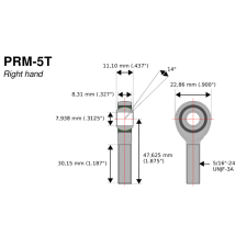 Rótula Aurora 5/16 para C3 R5 rosca mano derecha / RO-C3-PS88805A10