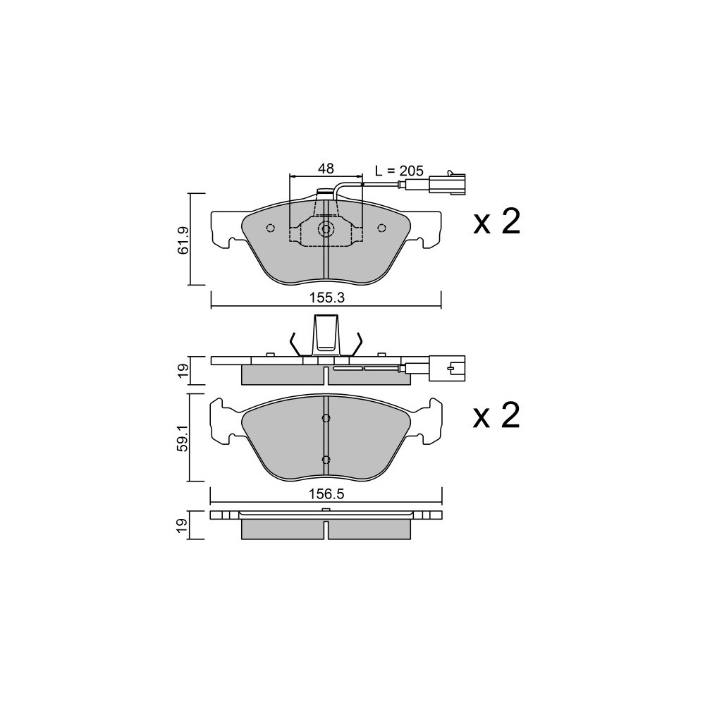 Pastilhas de travão dianteiras GT2i Race para ALFA ROMEO 145 / 146 1.8i 16V TS, 2.0i 16V TS Gr N - Pinças de travão AteArray