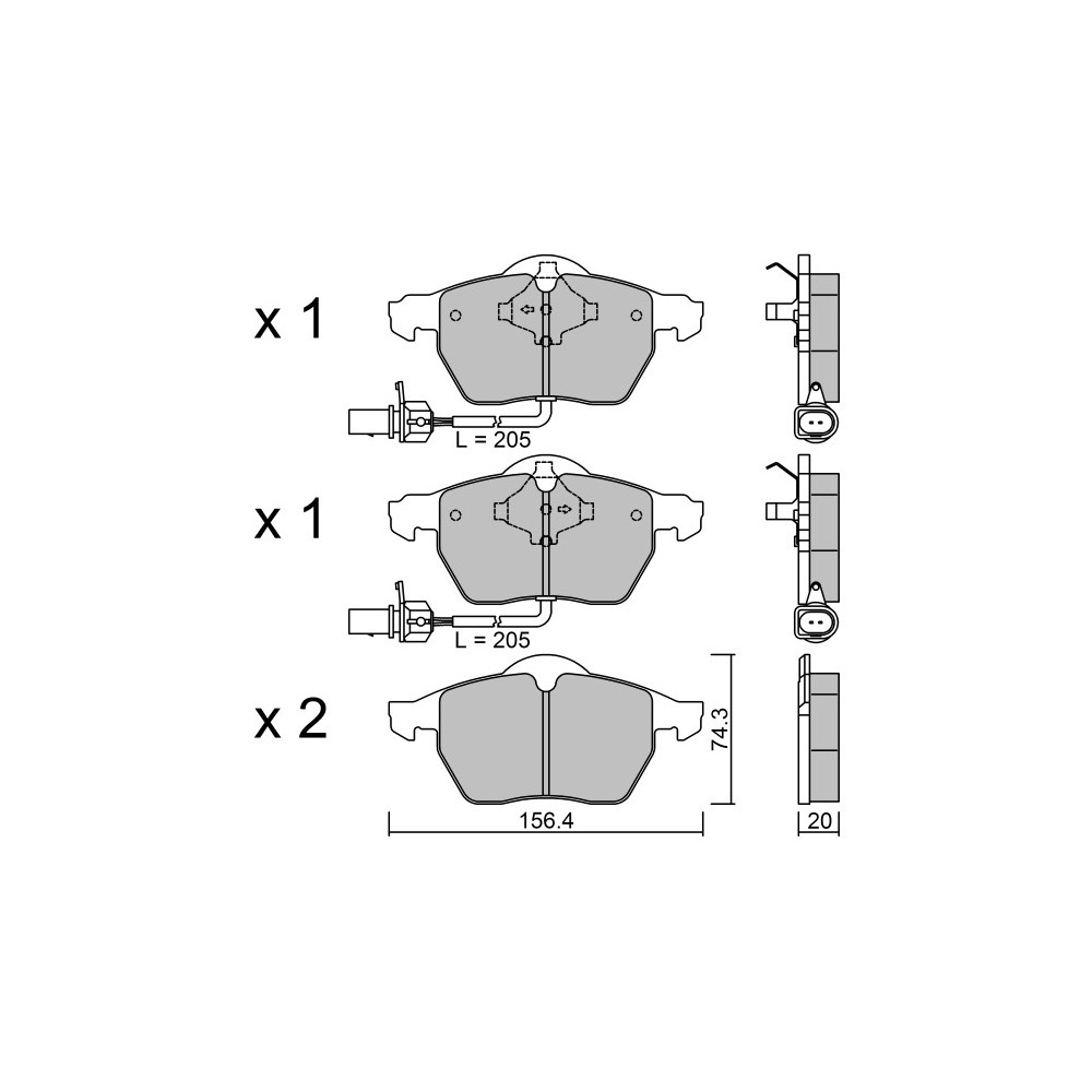 Pastilhas de travão dianteiras GT2i Race para AUDI A4 - A4 Quattro (8E-8H) 1.8i 20V Turbo, 1.9 TDi, 2.0i FSi, 2.0i TFSi, 2.4i 20Array