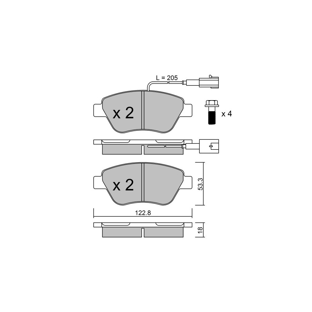 Pastilhas de travão dianteiras GT2i Race para OPEL Adam 1.0i 12V, 1.2i 16V, 1.4i 16V 2012-19 - Pinças de travão BoschArray