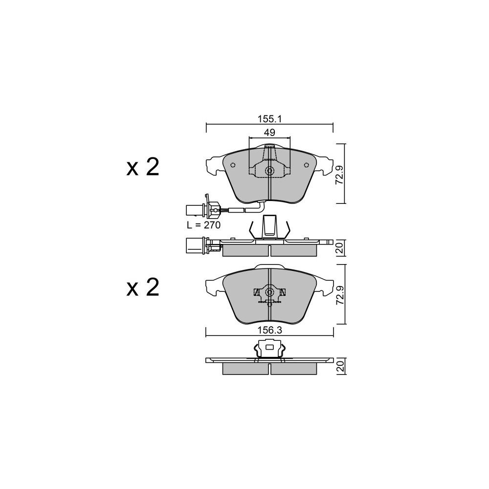 Pastilhas de travão dianteiras GT2i Race para AUDI A4 - A4 Quattro (8E-8H) 2.7 V6 TDi, 3.0 V6 TDi, 3.2i V6 2001-07 - Pinças de tArray