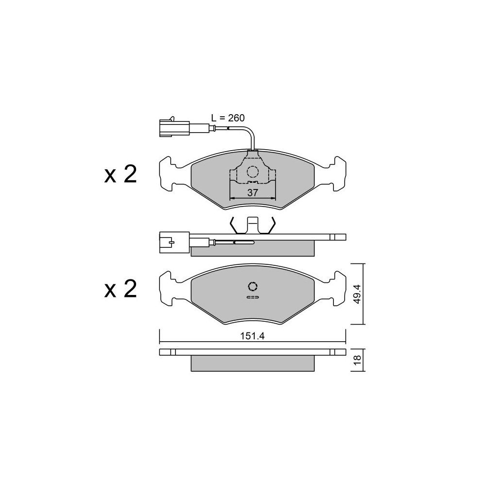 Pastilhas de travão dianteiras GT2i Club para FIAT Tempra (159_) 1.9 TD 90hp 1990-03-01-1998-12-01Array