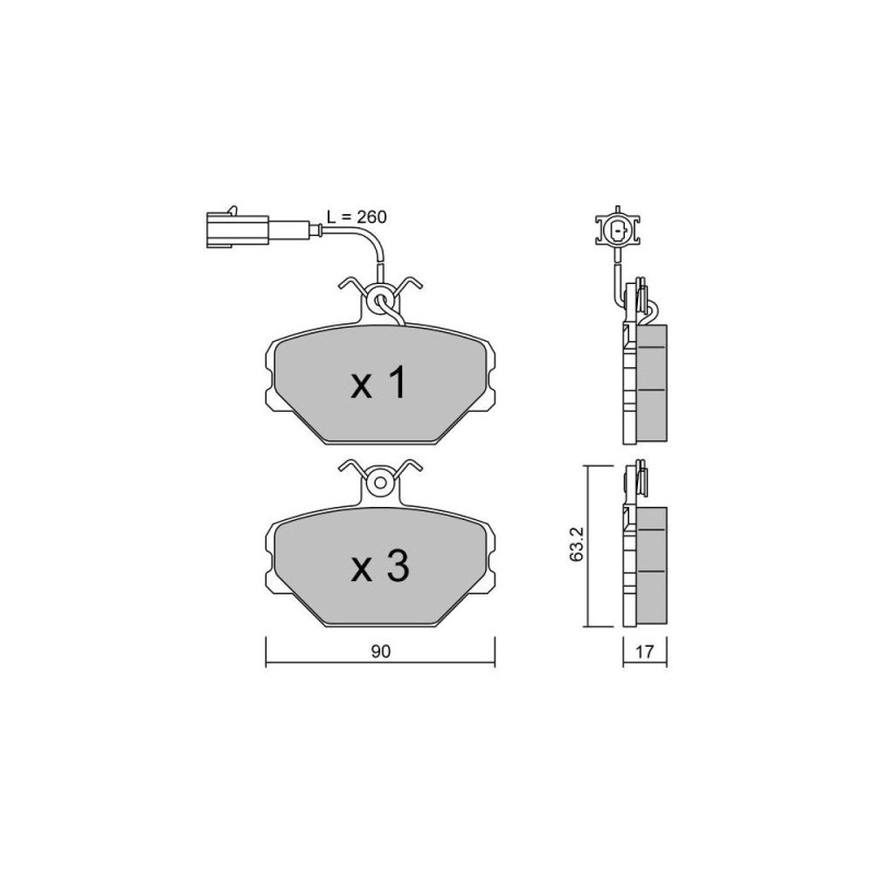Pastilhas de travão dianteiras GT2i Club para FIAT Tipo / Tempra 1.8i, 1.8i 16V, 1.9 TD, 2.0i 1988-96 - Girling Brake CalipersArray