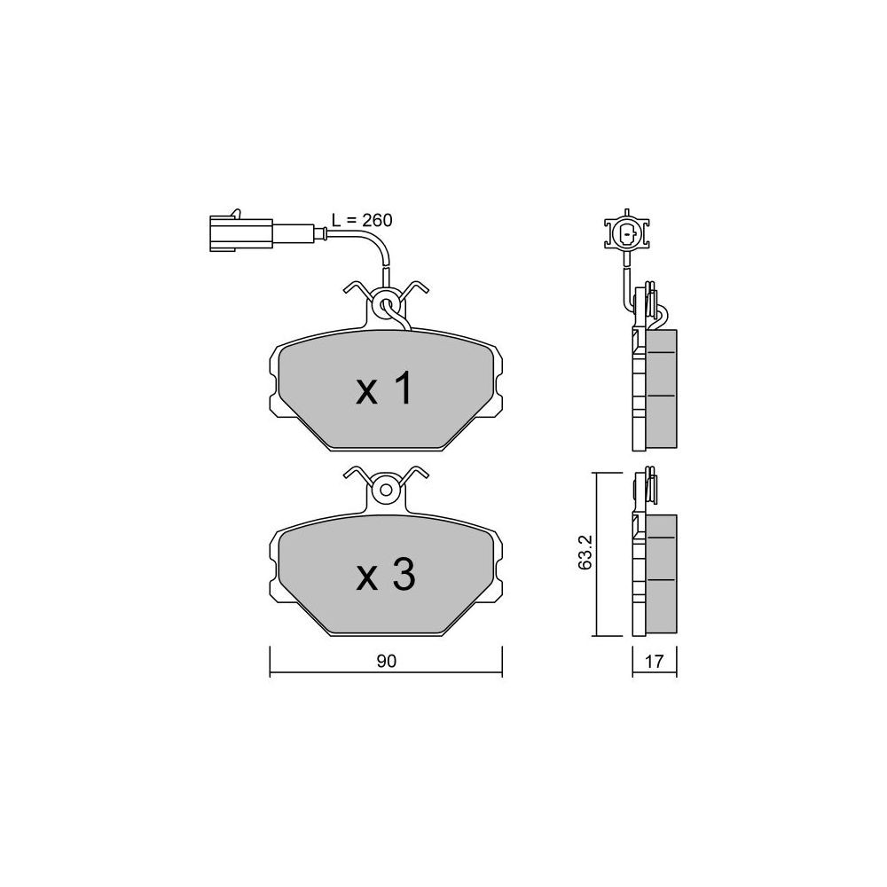 Pastilhas de travão dianteiras GT2i Club para FIAT Tipo / Tempra 1.8i, 1.8i 16V, 1.9 TD, 2.0i 1988-96 - Girling Brake CalipersArray