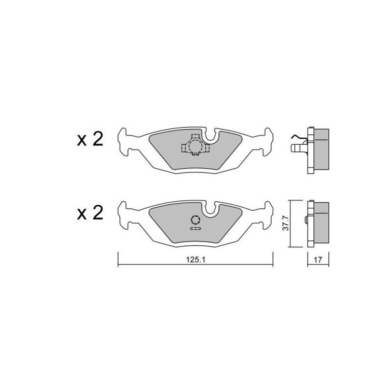 Pastillas de freno traseras GT2i Club para BMW Serie 3 (E30) 316i, 318i, 320i. 323i, 324TD, 325i 1982-92 - Pinzas de freno AteArray