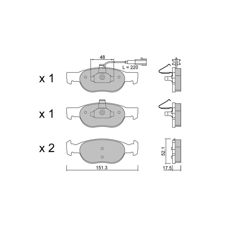 Pastilhas de travão dianteiras GT2i Club para FIAT Brava (182_) 1.6 16V (182.AB) 104hp 1995-10-01-2002-12-01Array