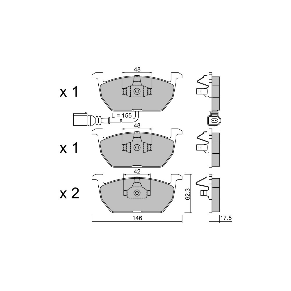 Pastillas de freno delanteras GT2i Club para VOLKSWAGEN Golf VII (5G1, BQ1, BE1, BE2) 3.0 238cv 2012-08-01-Array