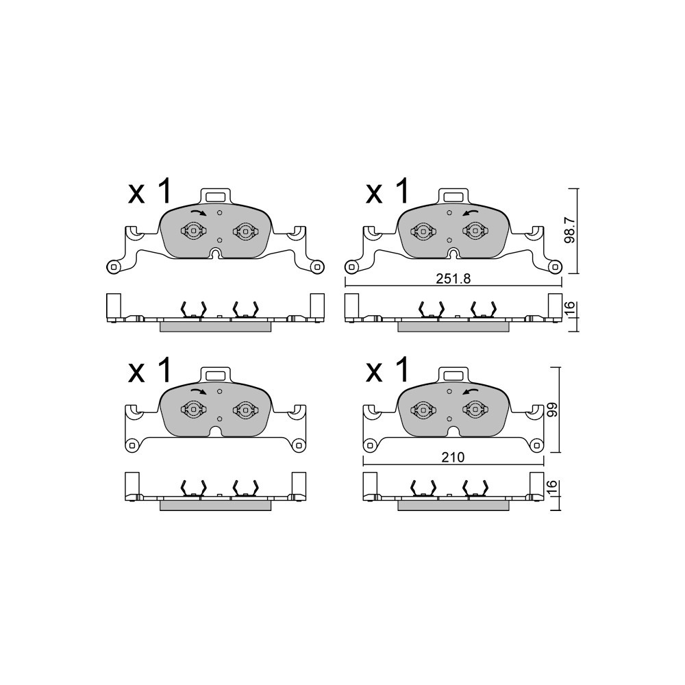 Pastillas de freno delanteras GT2i Club para AUDI A4 - A4 Quattro (8W) 2.0i TFSI, 2.0 TDI, 3.0 TDI 2015-  Pinzas de freno Ate Array