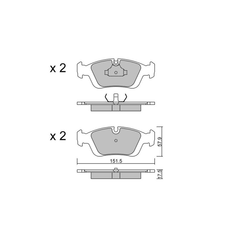 Pastilhas de travão dianteiras GT2i Club para BMW Série 3 (E36) 316i, 318i, 320i, 323i, 325i, 328i 1991-98 - Pinças de travão AtArray