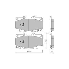 Pastilhas de travão dianteiras GT2i Club para TOYOTA Fortuner I (_N5_, _N6_) 3.0 D 4WD (KUN51_) 172hp 2004-06-01-2015-05-01