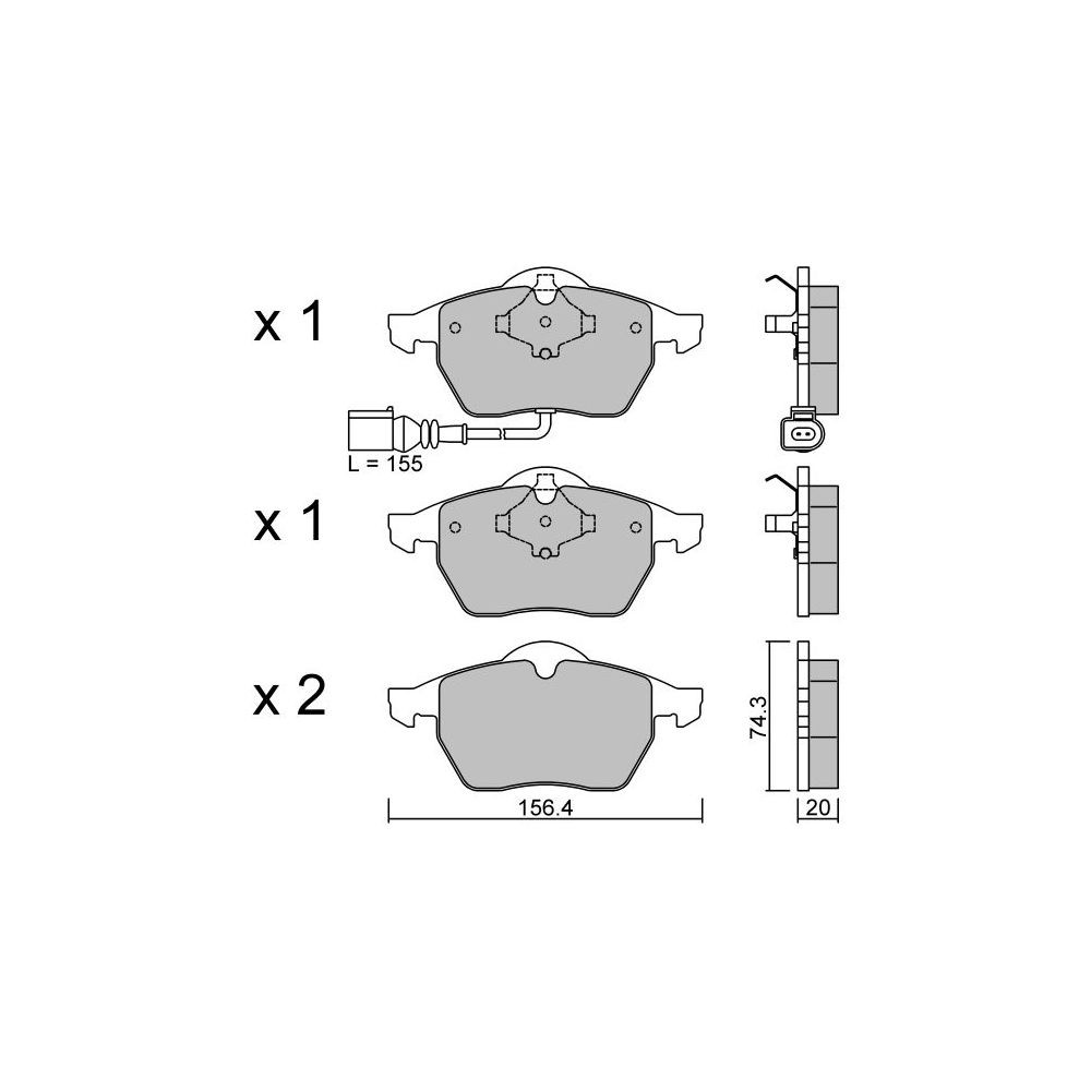 Pastillas de freno delanteras GT2i Club para VOLKSWAGEN Golf IV 1.8i 20V T, 1.9 TDi 150hp, 2.8i V6 97-03 - Pinzas de freno AteArray