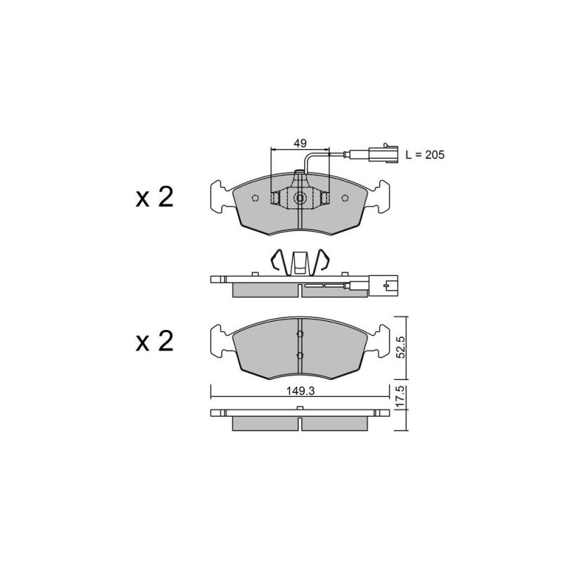 Pastilhas de travão dianteiras GT2i Club para FIAT Punto (199) 0.9i T, 1.2i, 1.3 MJT 75hp, 1.4i 16V 12-18 - Pinças de travão AteArray