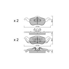 Pastillas de freno delanteras GT2i Club para FORD Focus 1.8i 16V, 2.0i 16V 1998-04 - Pinzas de freno Ate 