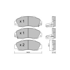Pastillas de freno delanteras GT2i Club para HONDA Integra (DC) 1.8i 16V Type R 1996-01 - Pinzas de freno Akebono 
