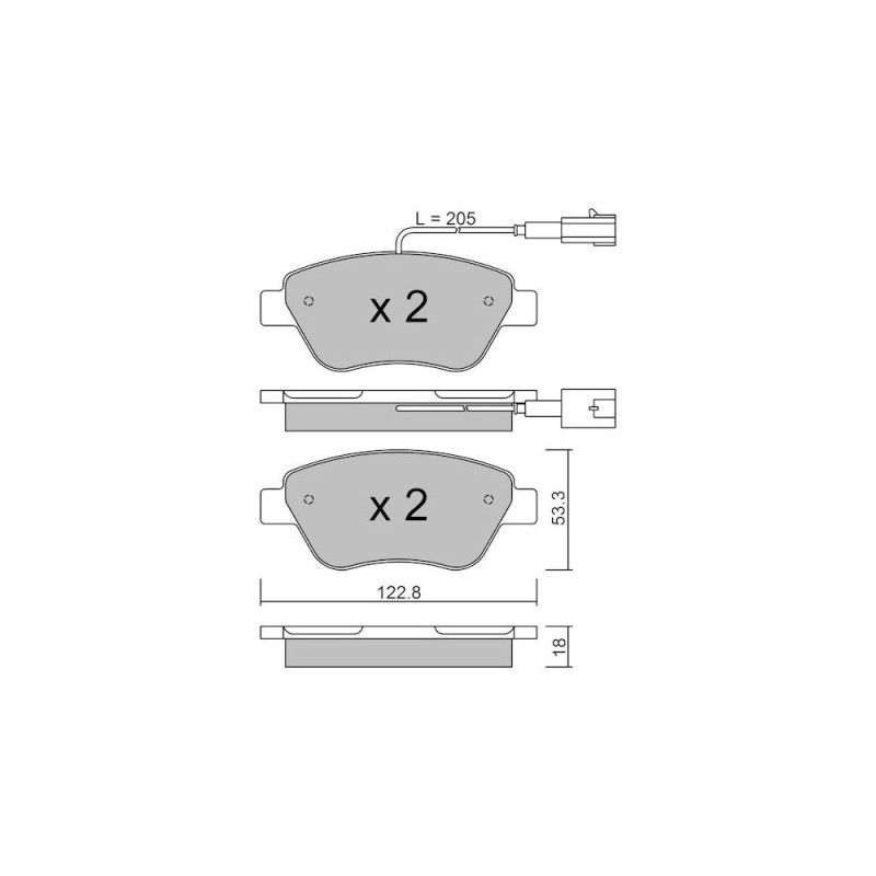 Pastilhas de travão dianteiras GT2i Club para OPEL Adam 1.0i 12V, 1.2i 16V, 1.4i 16V 2012-19 - Pinças de travão BoschArray