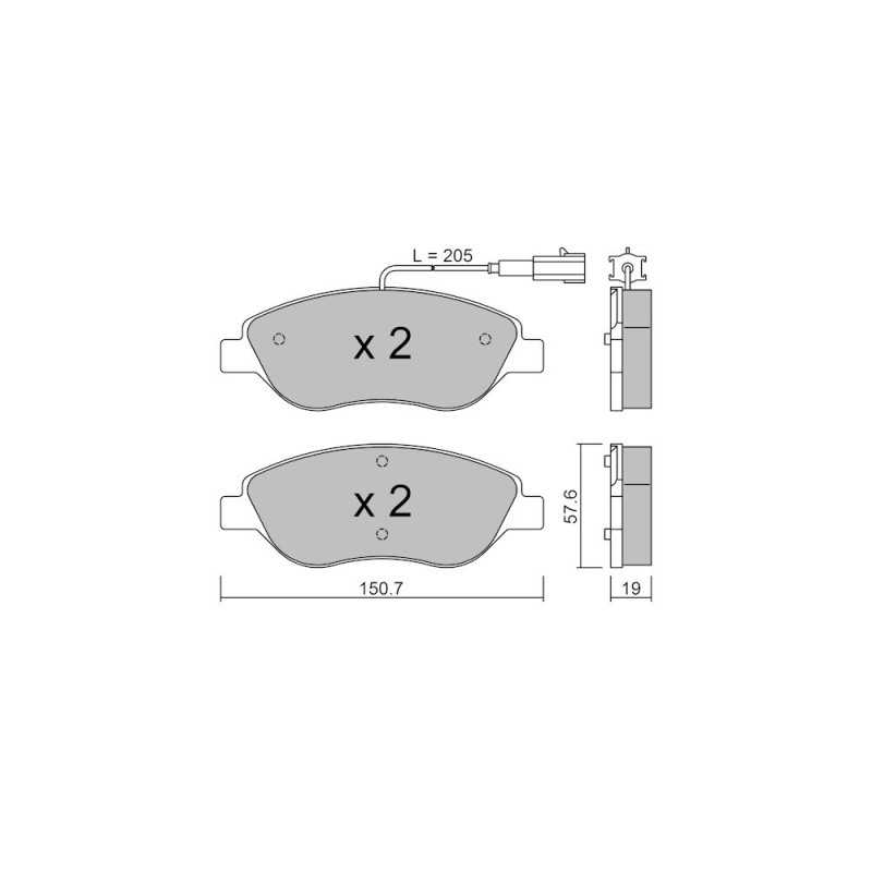 Pastilhas de travão dianteiras GT2i Club para ALFA ROMEO Mito 1.3 JTDm, 1.4i 16V Turbo, 1.6 JTDM 08-18 - Pinças de travão BoschArray