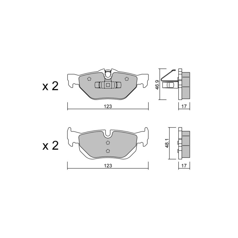 Pastilhas de travão traseiras GT2i Club para BMW Série 3 (E90-E91-E92-E93) 330i, 330d, 335i, 335d 2005-11 - Pinças de travão AteArray