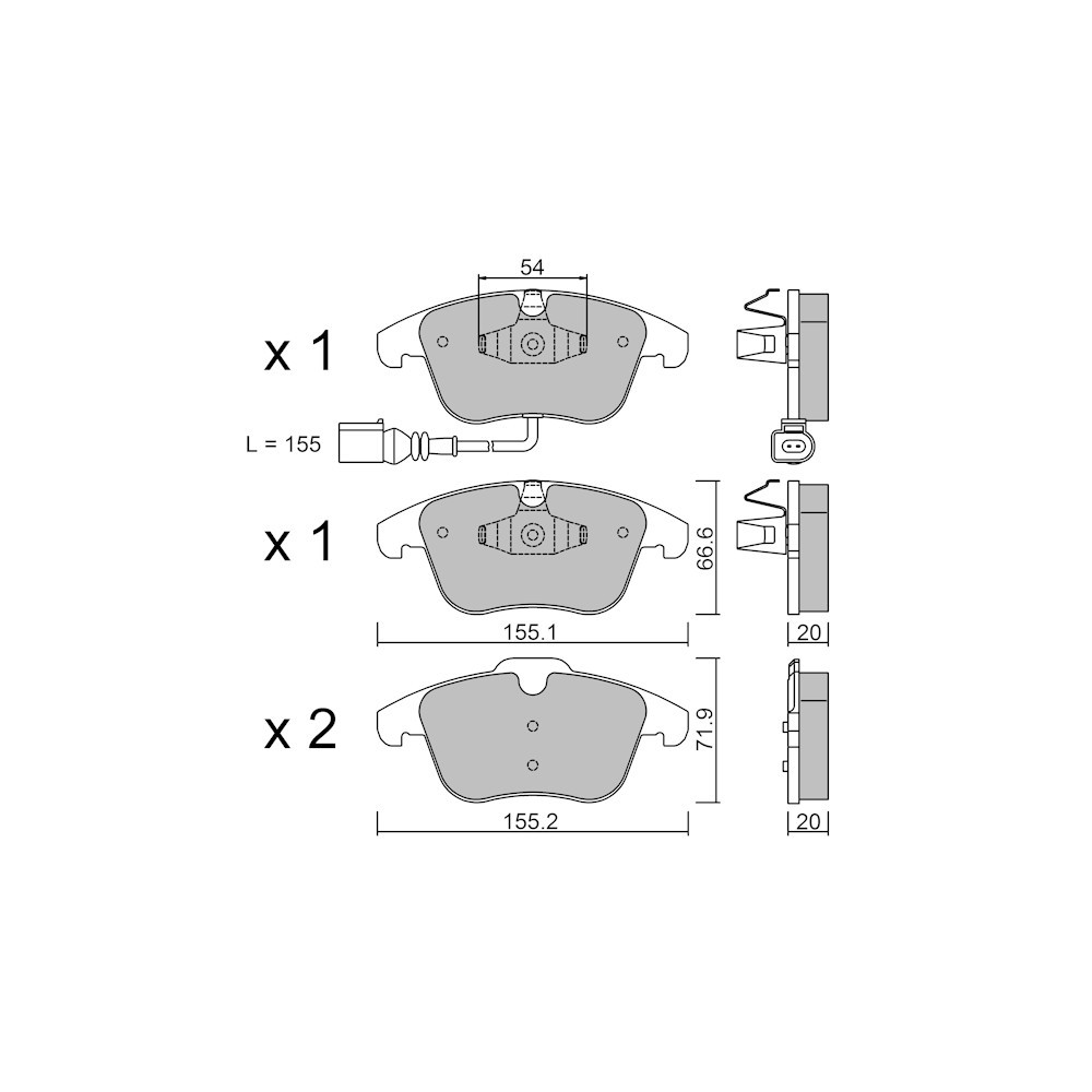 Pastilhas de travão dianteiras GT2i Club para AUDI Q3 I (8UB, 8UG) 2.0 TFSI quattro 221hp 2011-06-01-2019-12-01Array