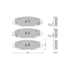 Pastilhas de travão traseiras GT2i Club para TOYOTA Crown V Sedan (_S14_, _S15_, _S13_) 3.0 (JZS147) 279hp 1991-08-01-2002-07-01