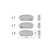 Pastilhas de travão traseiras GT2i Club para OPEL Zafira C (P12)/ Zafira Tourer C 2.0 (08) 281hp 2011-10-01-