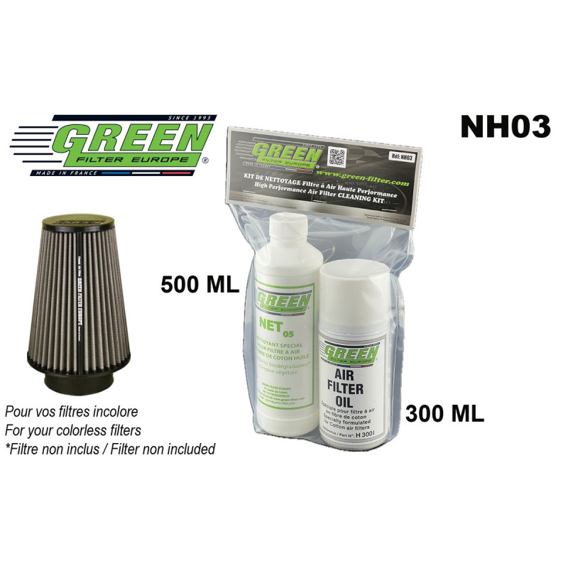 Kit de manutenção para filtros de algodão Verde Spray de filtro 0,3 l + produto de limpeza 0,5 lArray