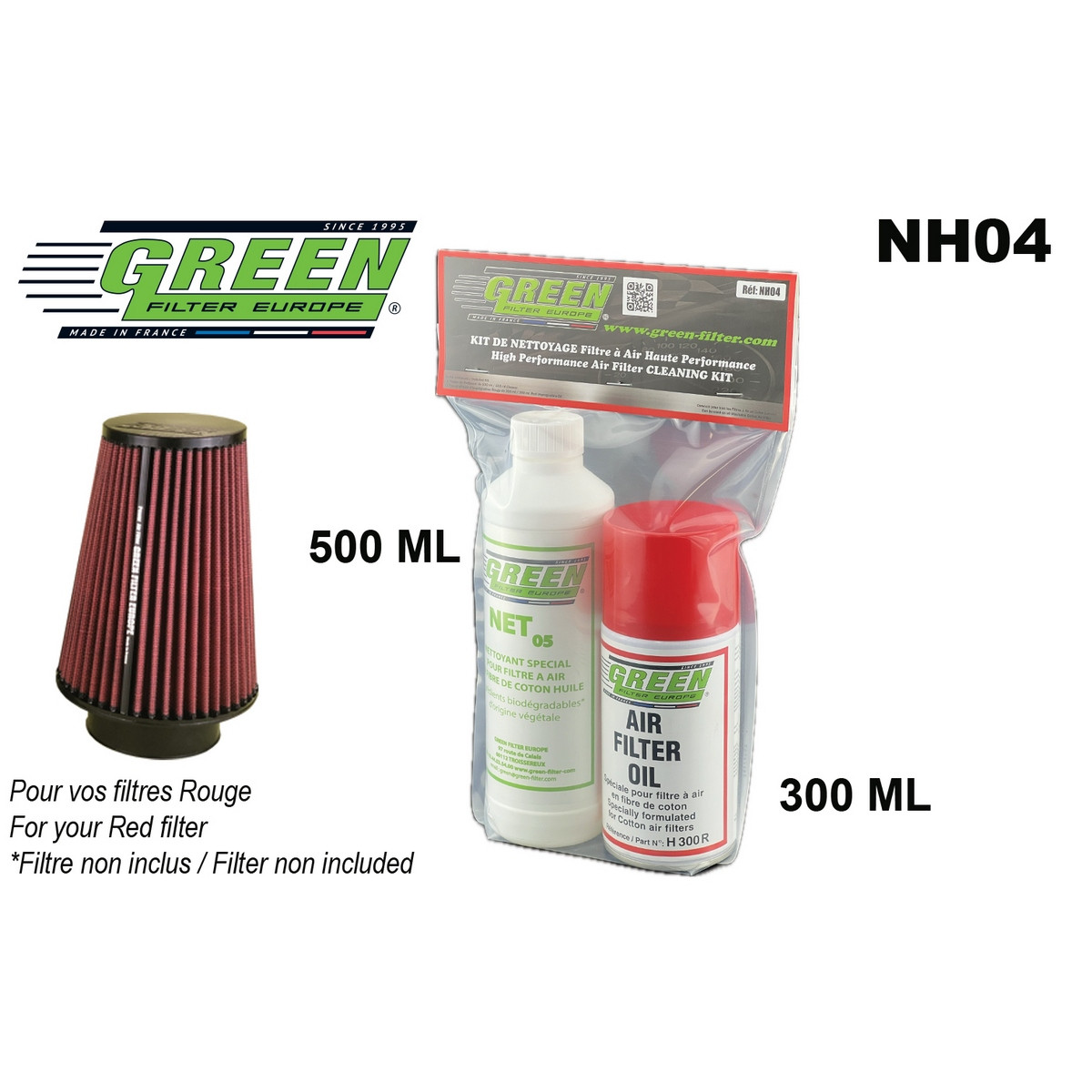Kit de manutenção para filtros de algodão Verde Spray de filtro 0,3 l + produto de limpeza 0,5 lArray