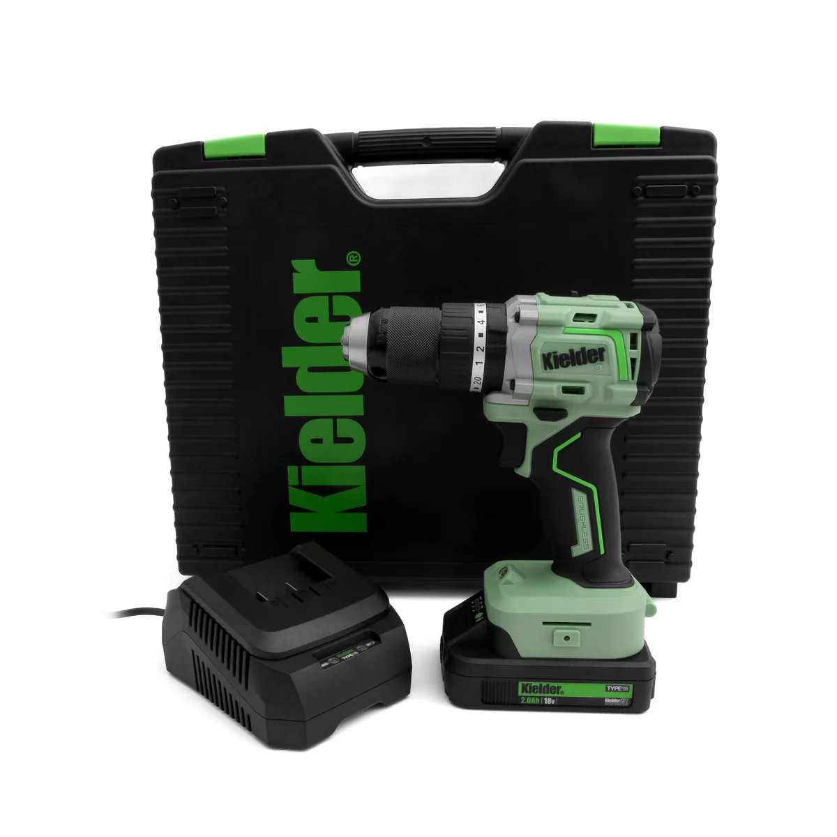 Taladro combinado ultracompacto KIELDER de 18V 75Nm con 2 baterías de 2,0Ah y cargadorArray