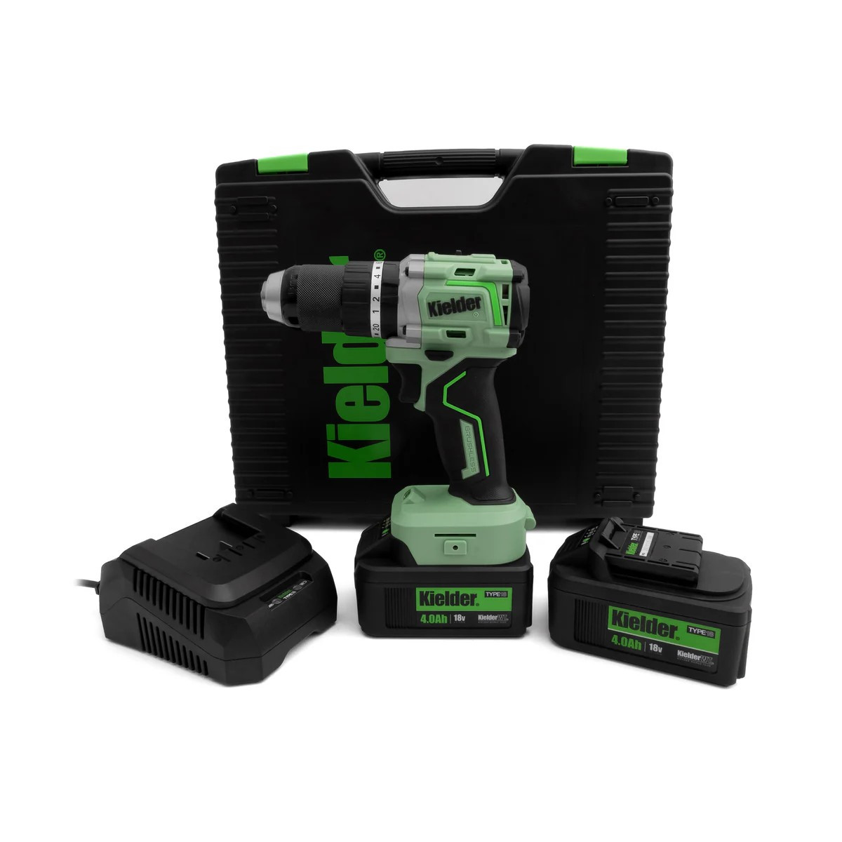 Berbequim combinado ultra-compacto KIELDER 18V 75Nm com 2 baterias de 4,0Ah e carregadorArray
