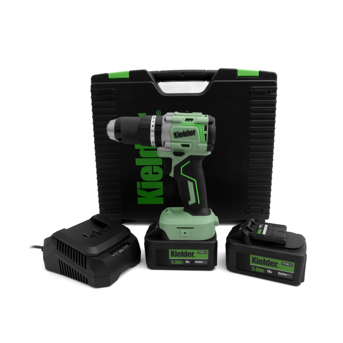Berbequim combinado ultra-compacto KIELDER 18V 75Nm com 2 baterias de 5,0Ah e carregadorArray