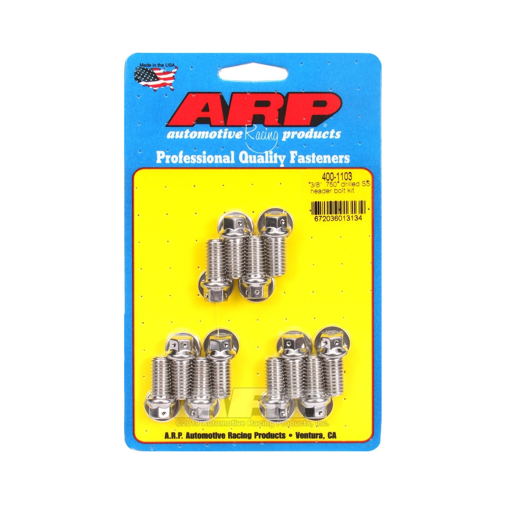 Kit de 12 tornillos para colector - Chevrolet Small Block - 3/8 12PT- Longitud bajo cabeza 19,05 mmArray