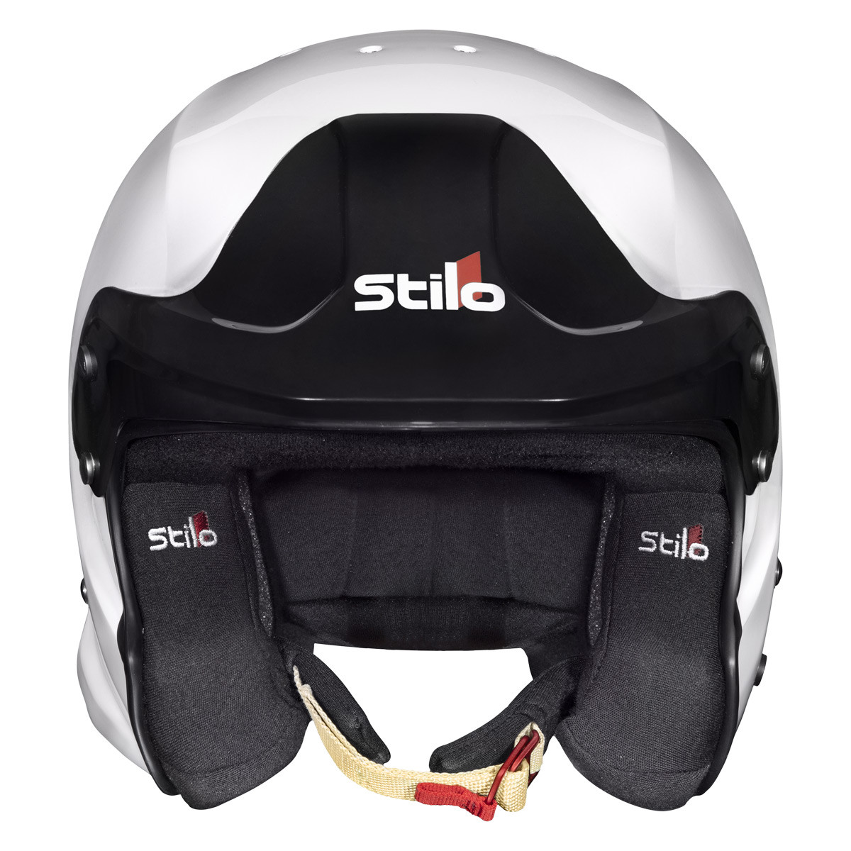 Casco Stilo Venti4 Trophy Jet Composite - Snell SA2025 FIA 8859-2024 Blanco/interior negro sin clips HansArray