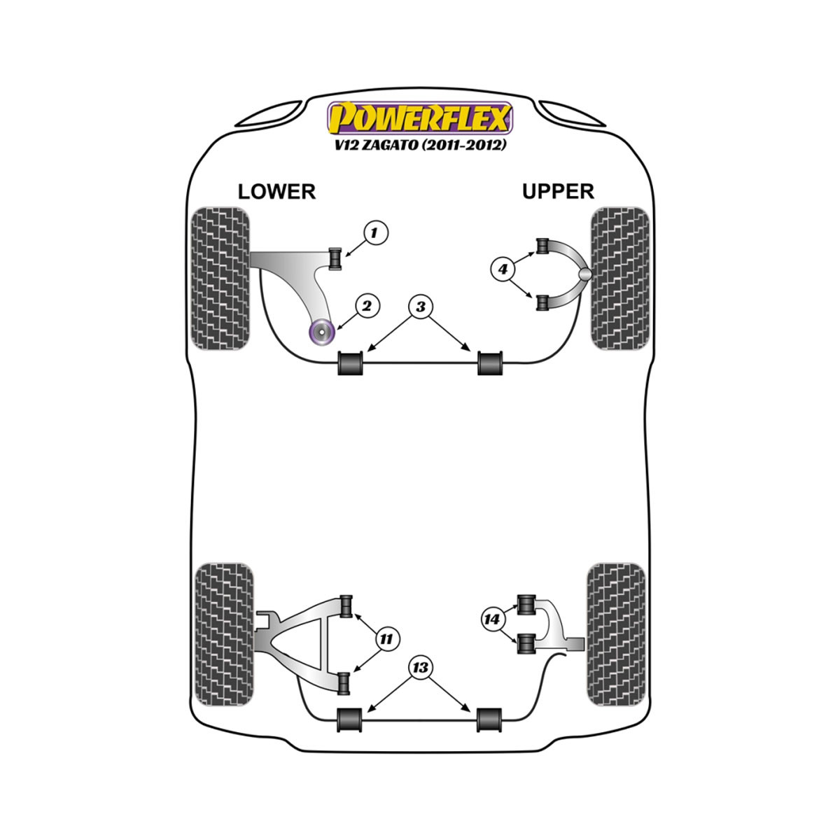Silentblock Powerflex Aston Martin V12 ZAGATO (2011-2012)Array
