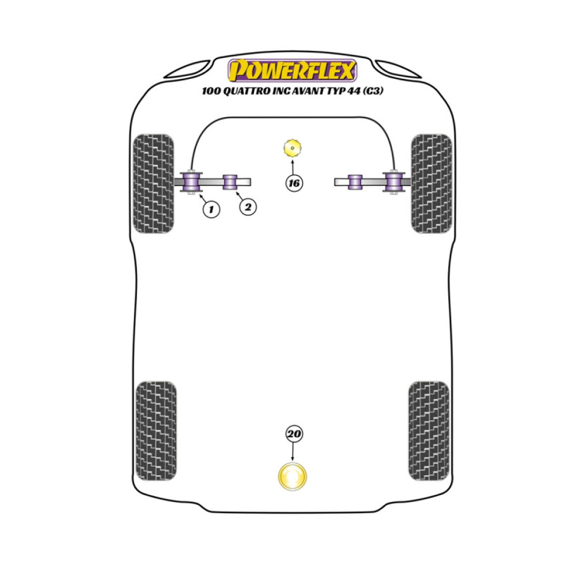 Silentblock Powerflex Audi 100 Quattro inc Avant Type 44 (C3) (10/84-11/90)Array