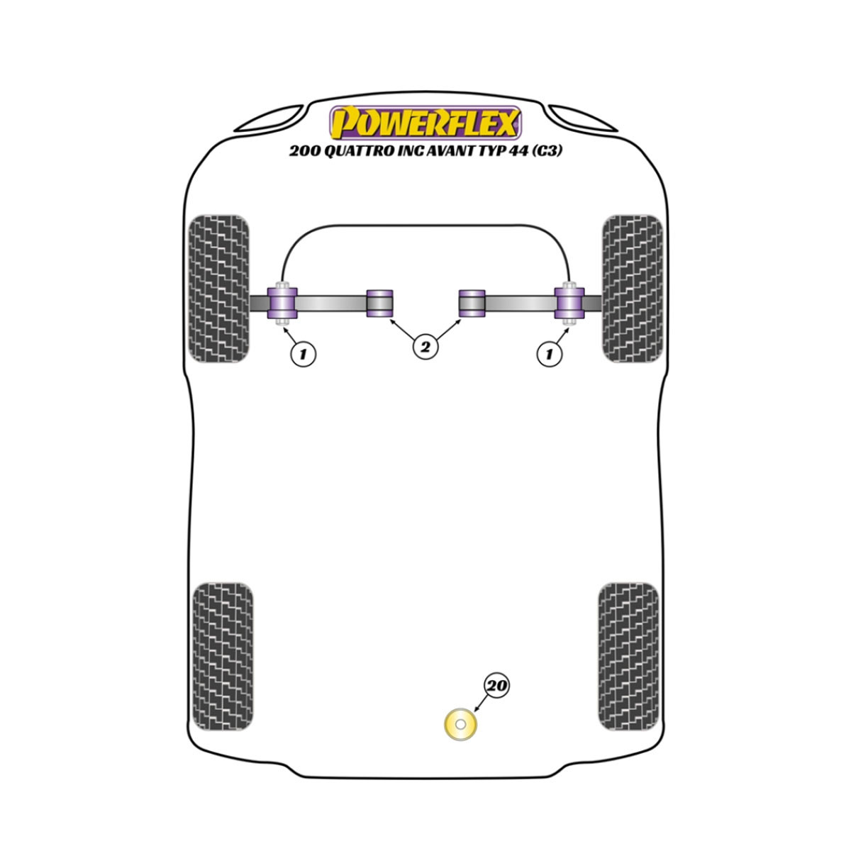 Silentblock Powerflex Audi 200 Quattro inc Avant Type 44 (C3) (11/84-11/90)Array