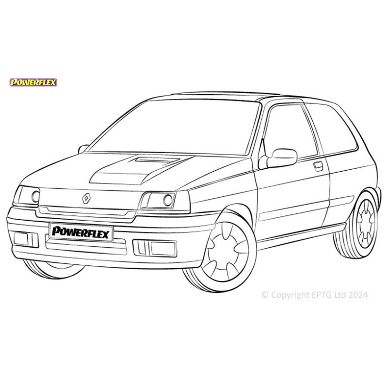 Silent Bloc Powerflex Renault Clio I, incluindo 16v e Williams (1990-1998)Array