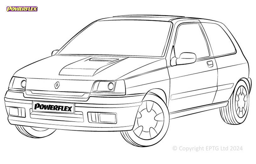 Silent Bloc Powerflex Renault Clio I, incluindo 16v e Williams (1990-1998)Array