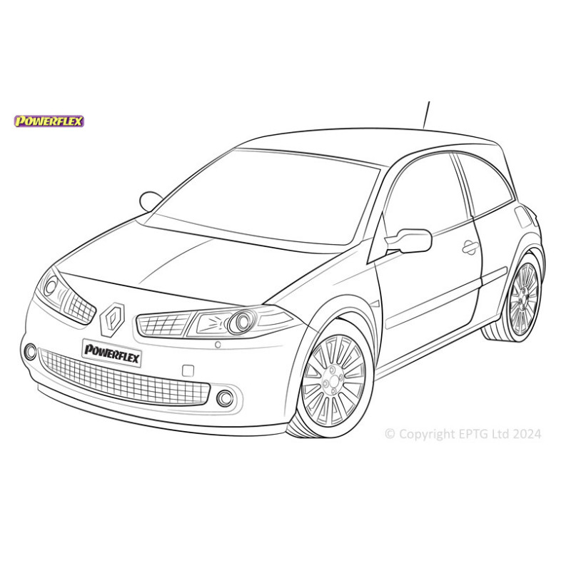 Silent Bloc Powerflex Renault Megane II, incluindo RS 225, R26 e Cup (2002-2008)Array