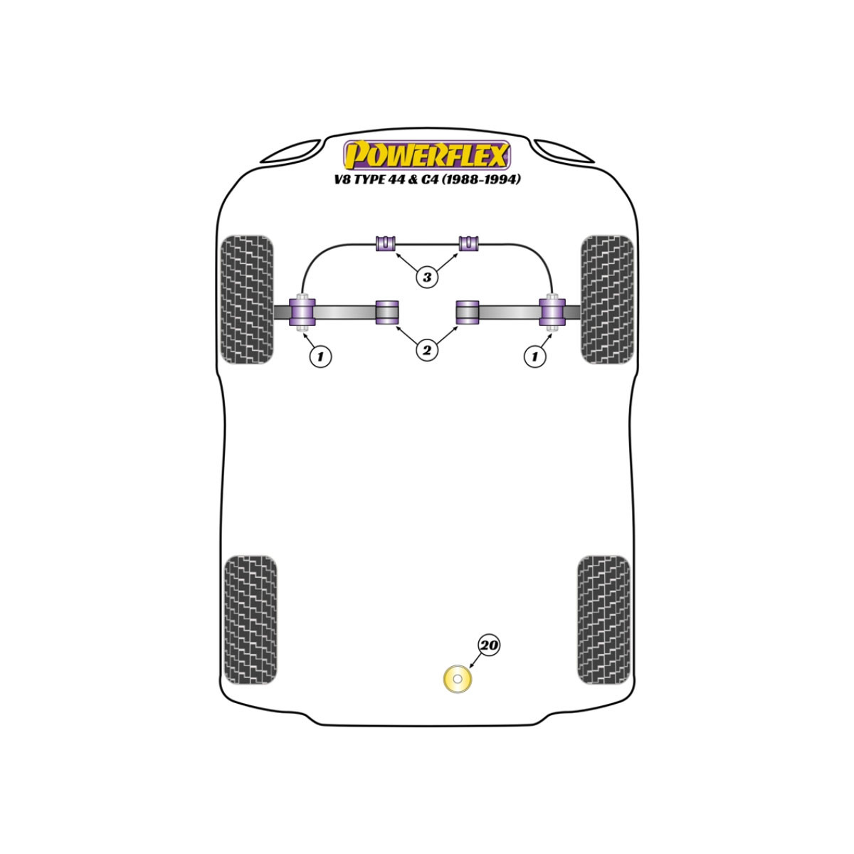 Silent Bloc Powerflex Audi V8 Tipo 4C (1988-1994)Array