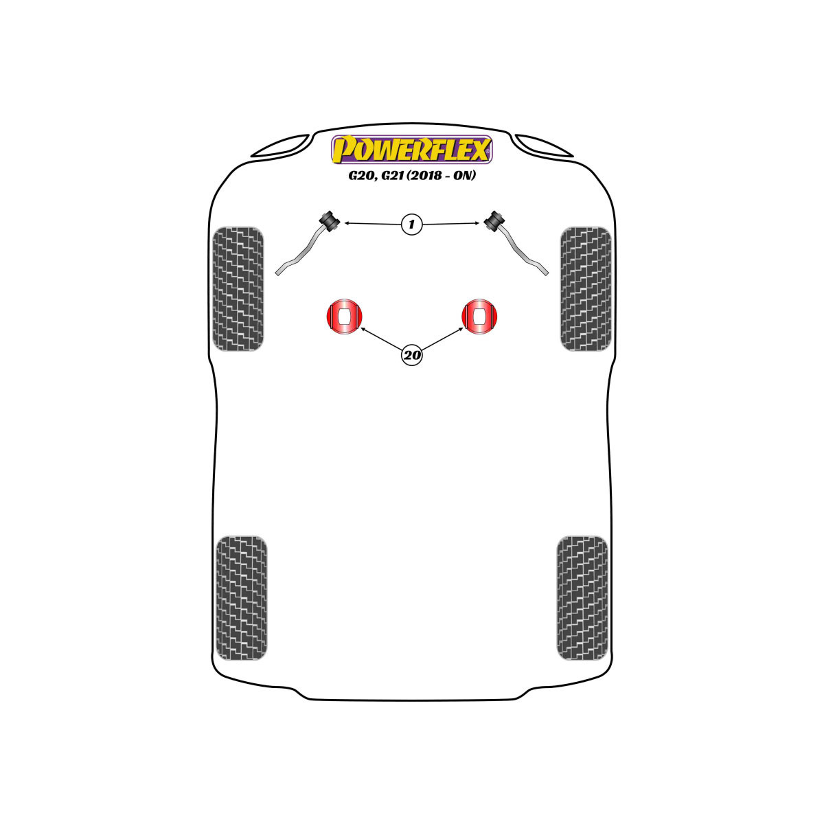 Silentblock Powerflex BMW Série 3 G20, G21 (2018 - )Array