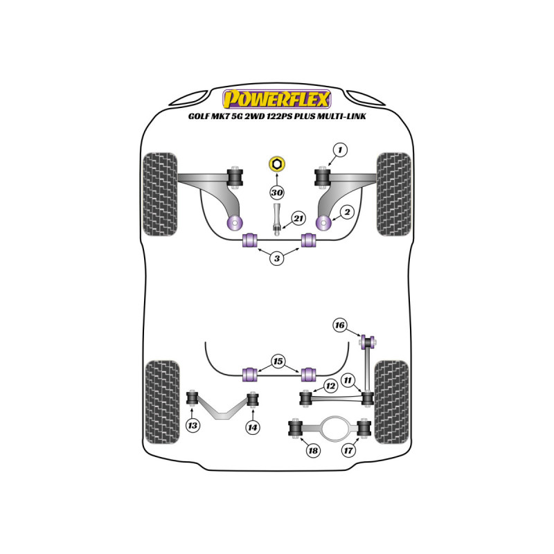 Silentblock Powerflex Volkswagen Golf MK7 5G 2WD 122PS plus Multi-link (2012-2019)Array