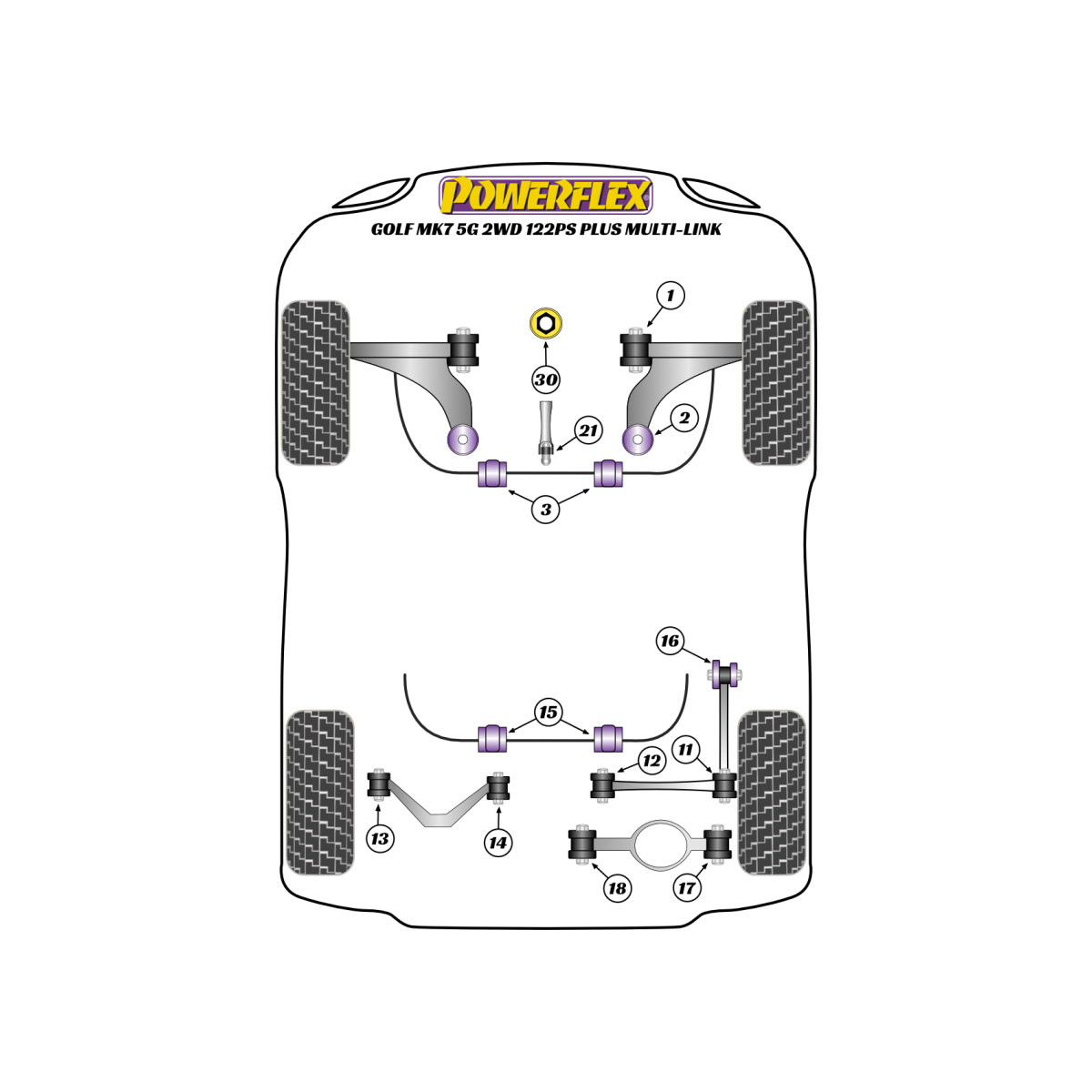 Silentblock Powerflex Volkswagen Golf MK7 5G 2WD 122PS plus Multi-link (2012-2019)Array