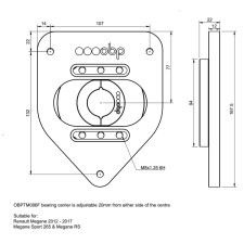 Cazuelas de suspensión delantera ajustables OBP en aluminio para Renault Megane RS 2/3/4 - par