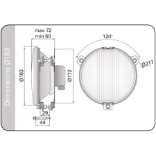 ÓPTICA DE LONGO ALCANCE PARA GRELHA DE 183 MM