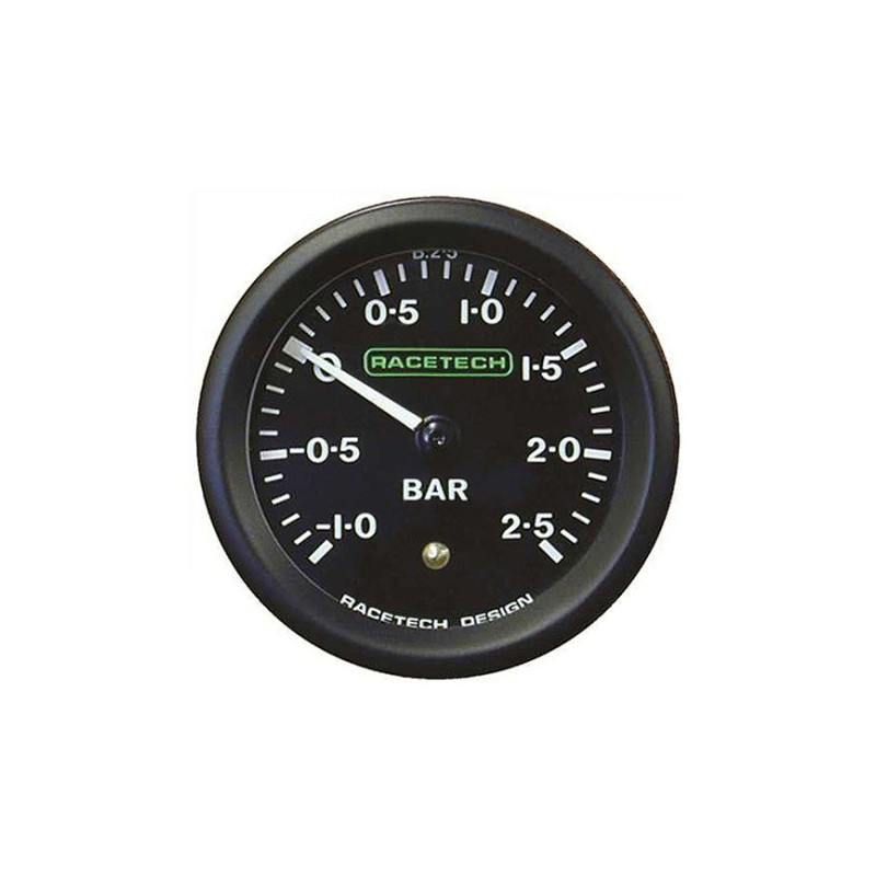 Manometro mecánico de turbo Racetech B2.5BL de 0 a 2,5 bar, Ø 52 mmArray