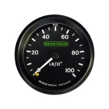 Manómetro de pressão do óleo Racetech, 0 a 160 PSI, Ø52 mm