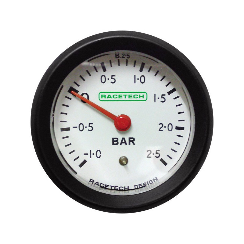 Manómetro Presión Turbo -1 / +2.5 Bares Blanco RacetechArray